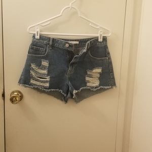 Women's PacSun Distressed High Rise Festival Denim Jean Shorts size 26